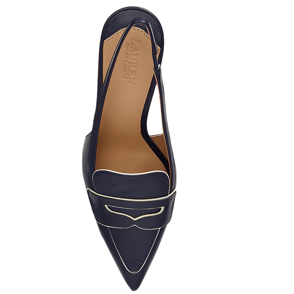 NIB Ralph Lauren Khloe Leather Slingback Loafer Pumps - Picture 4 of 9